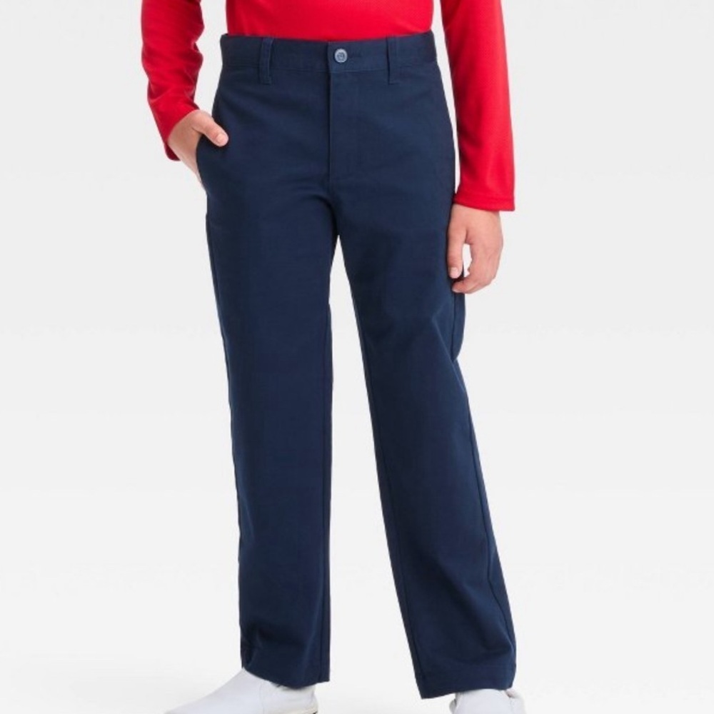 Cat & Jack Boy’s Straight Fit Uniform Pants Blue Size 10 Husky Stretch